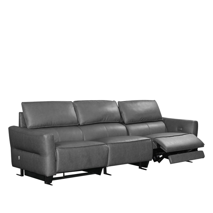 Caron 3.5 Seater Electric Incliner Sofa, Half Leather