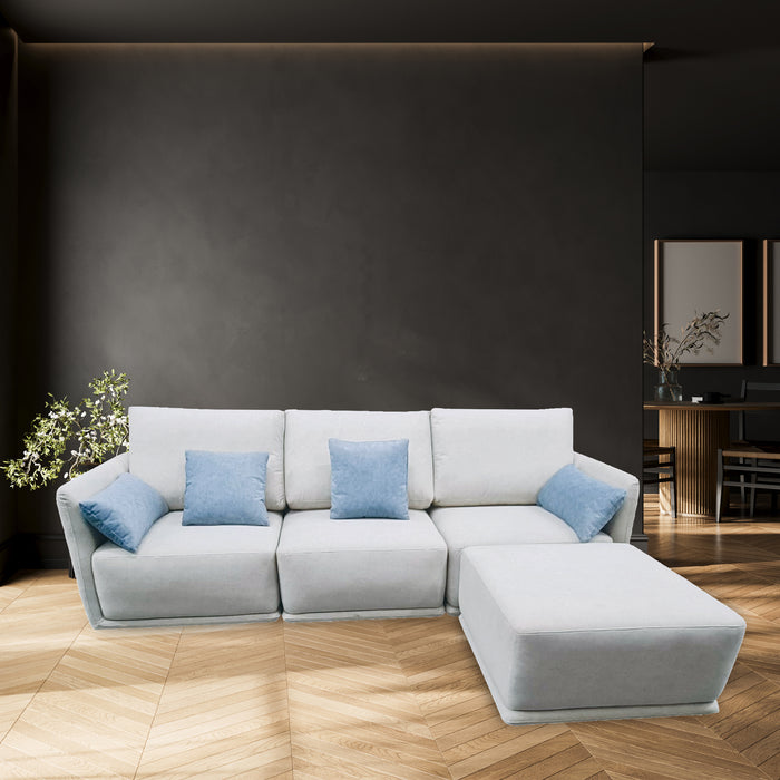 Domici 3 Seater Modular Sofa + Stool, Fabric