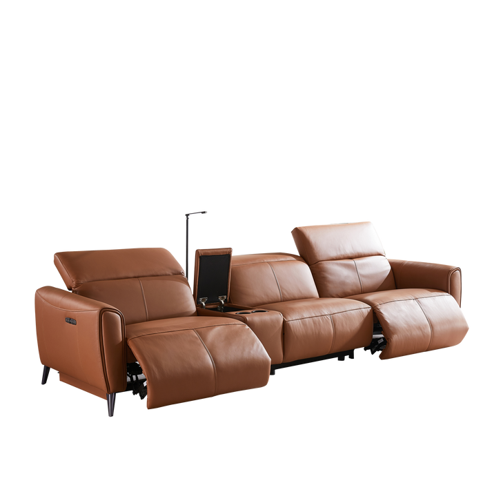 Kazuno 3.5 Electric Recliner Sofa (without Console Box), Half Leather - Novena Furniture Singapore