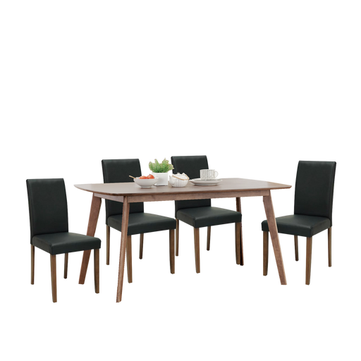 Aimon 1.5m Dining Set, Wood - Cocoa/Espresso - Novena Furniture Singapore