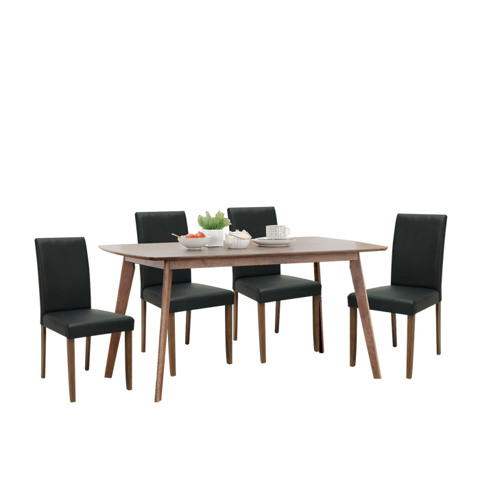 Aimon 1.5m Dining Set, Wood - Cocoa/Espresso - Novena Furniture Singapore