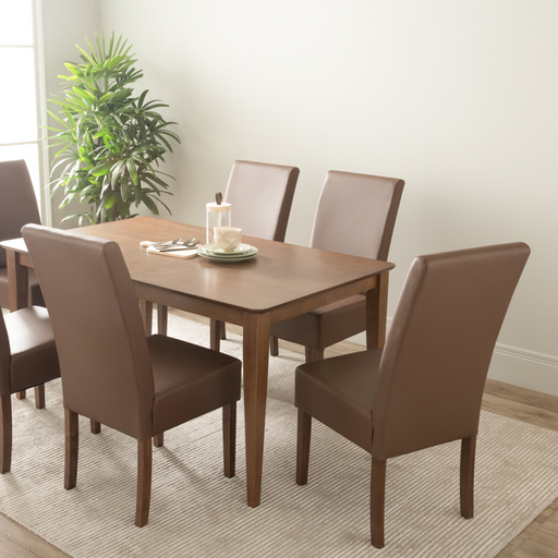 Damica Dining Chair, Wood/Vinyl - Cocoa/Mocha - Novena Furniture Singapore