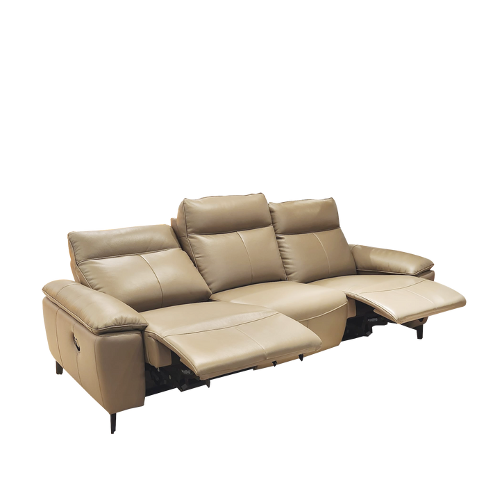 Lucy 3 Seater Recliner Sofa, Half Thick Leather - Novena Furniture Singapore