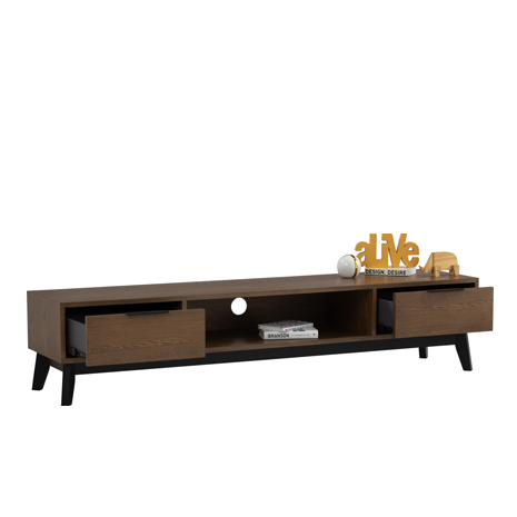 Luna 1.8m TV Console, Wood - Cocoa - Novena Furniture Singapore