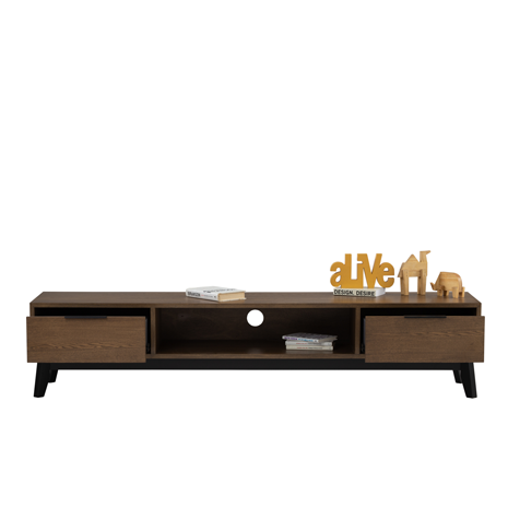 Luna 1.8m TV Console, Wood - Cocoa - Novena Furniture Singapore