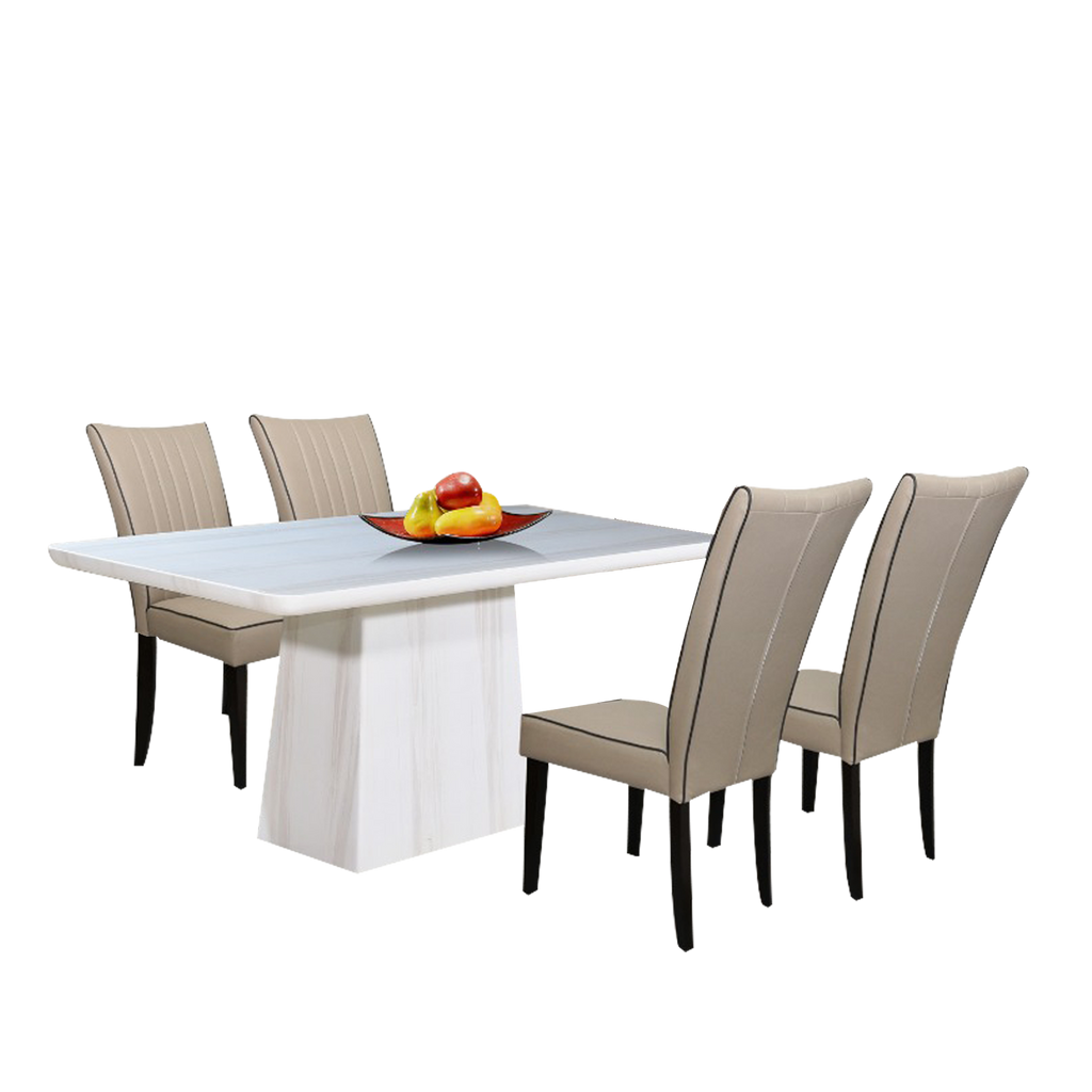 Morata 1.8m Dining Set, Marble | Novena Furniture Singapore