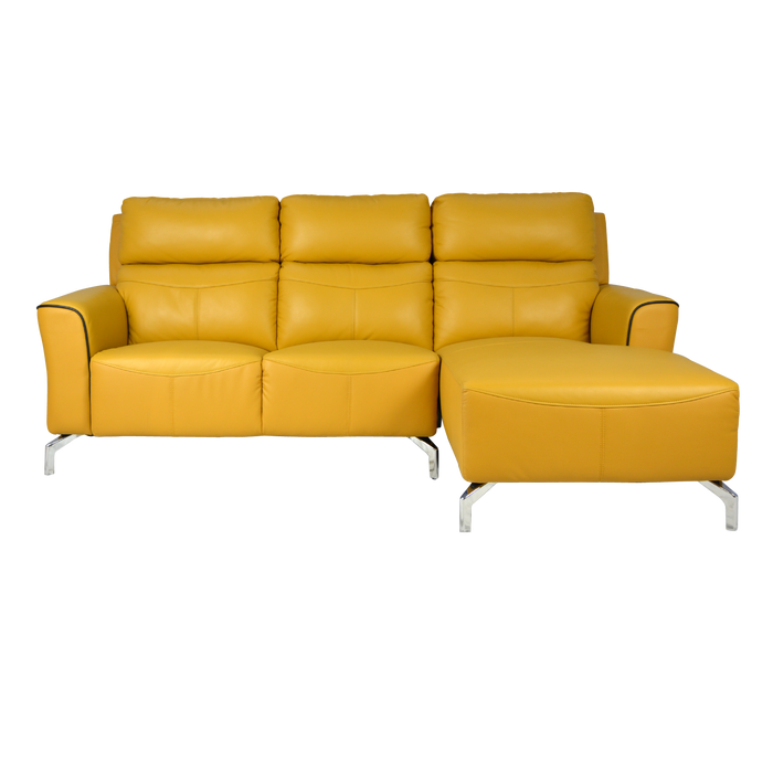 Muzia L-Shaped Sofa, Half Leather - Novena Furniture Singapore