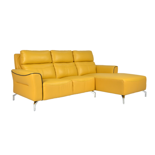 Muzia L-Shaped Sofa, Half Leather - Novena Furniture Singapore