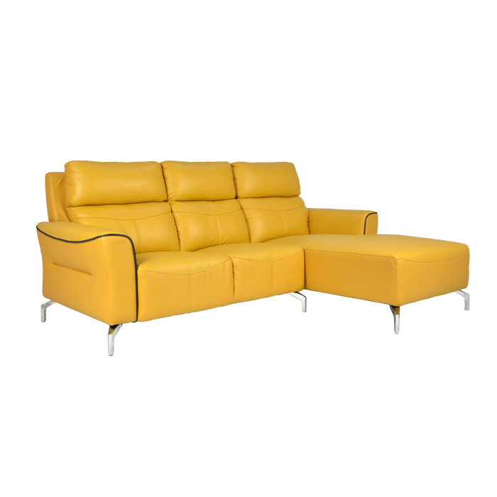 Muzia L-Shaped Sofa, Half Leather - Novena Furniture Singapore