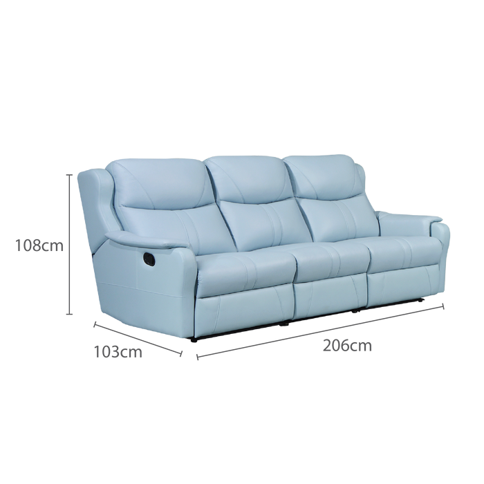 Skylar 3 Seater Recliner Sofa, Half Leather - Novena Furniture Singapore