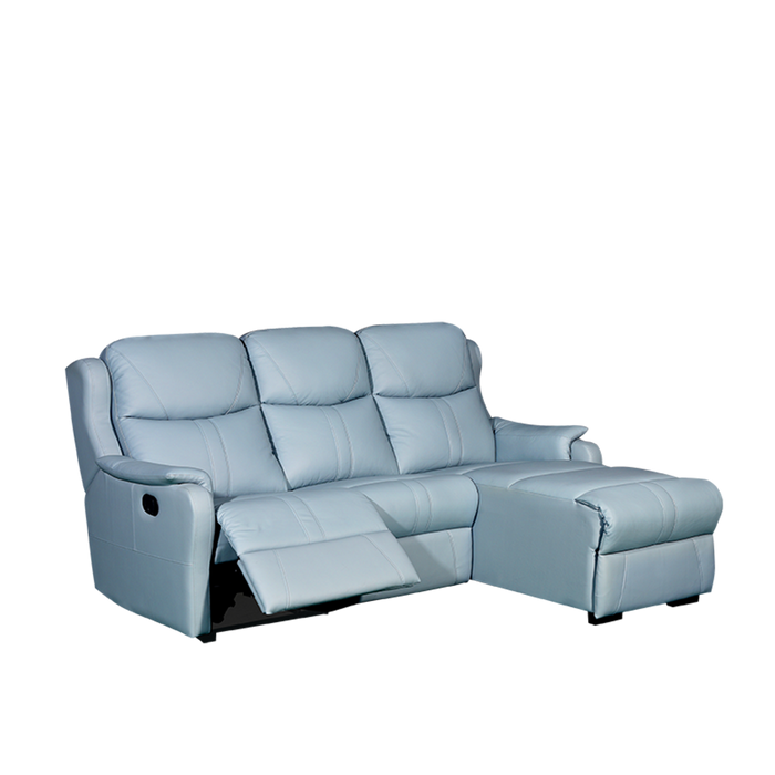 Skylar L-Shaped Recliner Sofa, Half Leather - Novena Furniture Singapore